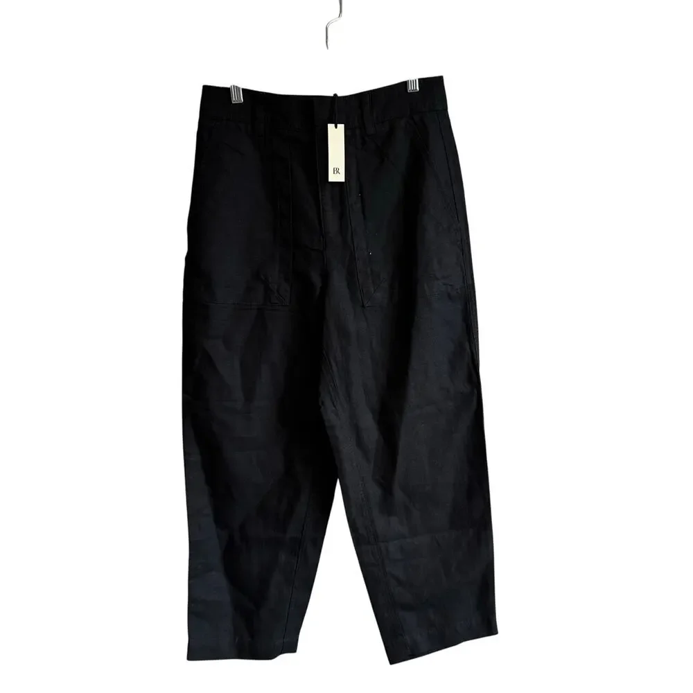 Banana Republic Mya Cotton Linen Cargo Pant Black 4